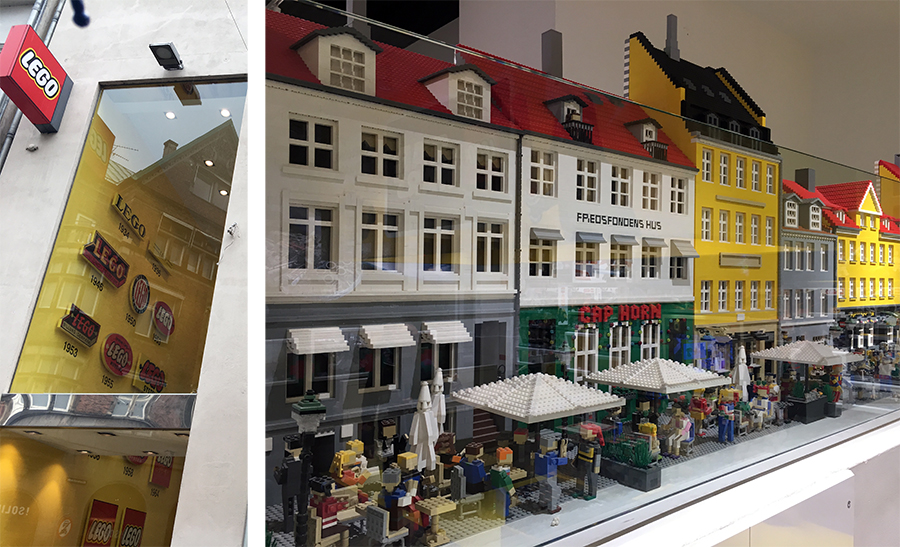 Noch einmal die bunten Häuser, hier in Miniatur im LEGO Shop.
