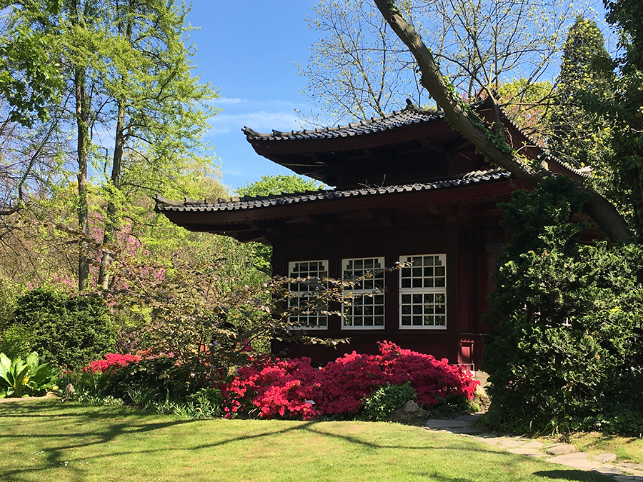 Sogar ein echtes Teehaus steht im japanischen Garten!