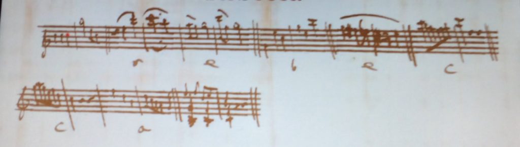 Mein Vorname in Mozarts Noten-Alphabet übersetzt.