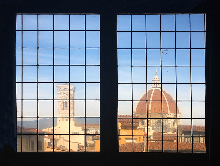 Blick aus dem Palazzo Vecchio auf Santa Maria del Fiore, den Dom von Florenz.