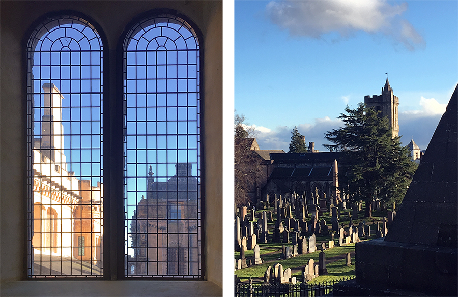 Eine eigene Kapelle hat Stirling Castle natürlich auch, und draußen, direkt unterhalb der Burg, darf der Friedhof nicht fehlen.