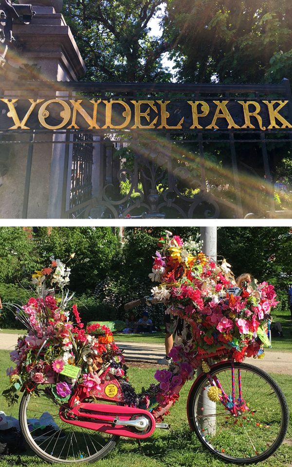 Ein bezauberndes Fahrrad im schönen Vondelpark in Amsterdam