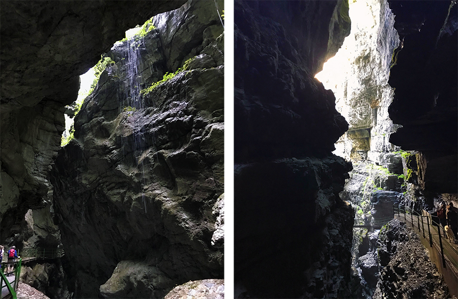 Am Wasserfall angelangt, der nach dem trockenen Sommer gerade eher wenig Wasser führt. Trotzdem imposant!