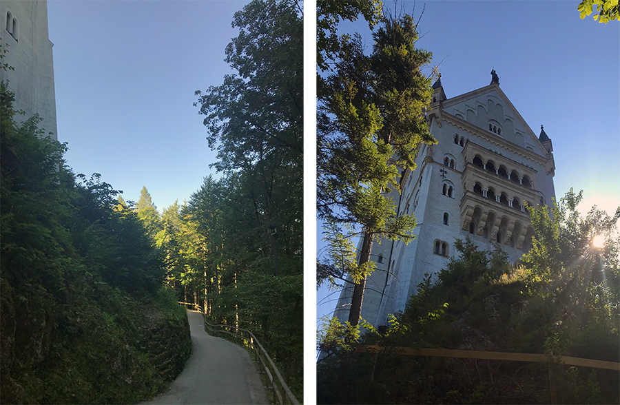 Der Weg zur Marienbrücke führt rechts am Schloss entlang, so seht ihr es auch einmal von hinten.